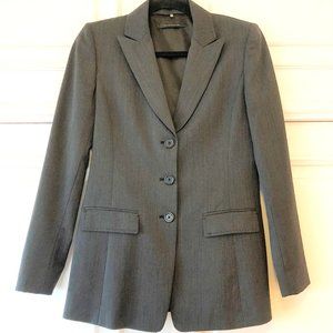 *Classic* Elie Tahari 3-Button Single-Breasted Wool-Blend Charcoal Blazer Size 0